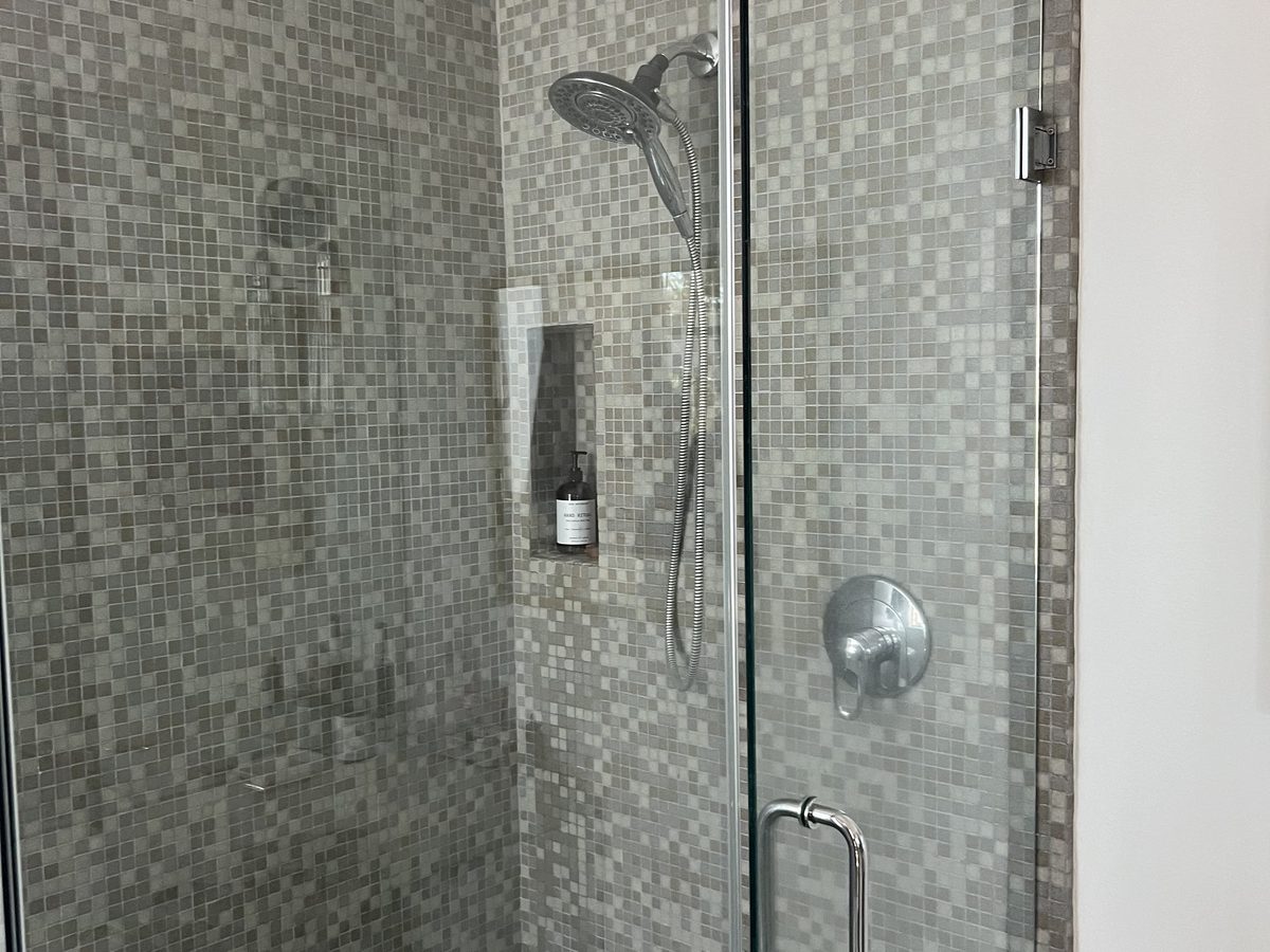 Small mosaic tile shower